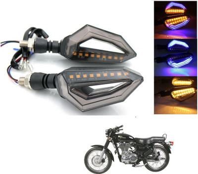 AuTO ADDiCT Front, Rear, Side LED Indicator Light for Royal Enfield Classic Desert Storm(Blue, Yellow)