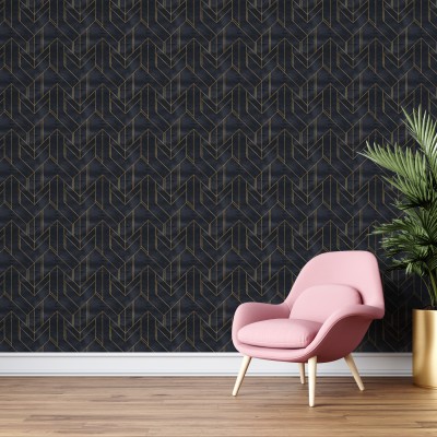 DWELLSINDIA Decorative Black Wallpaper(244 cm x 41 cm)