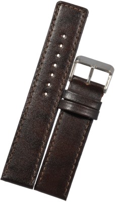 SURU Plain Texture Square Tip with Rounded Angles D6138 20 mm Genuine Leather Watch Strap(Dark Brown)