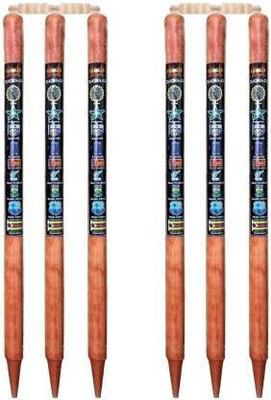 NSI Premium Diamond natural set of 6 stumps with 4 bails(Brown)