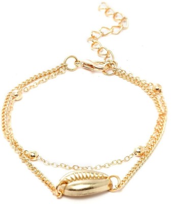 fabula Gold Tone Multi Layer Sea Shell Beach Fashion Metal, Alloy, Metal Anklet