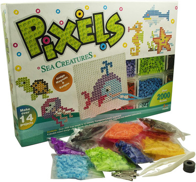 PEZYOX Pixels Sea Creature Fridge Magnets Badges Making KIT for Children Creativity