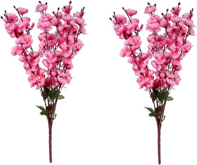 Green Plant indoor 7Stick027 Pink Orchids Artificial Flower(7 inch, Pack of 2, Flower Bunch)