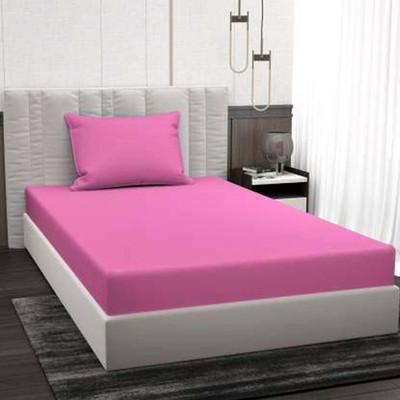 Expert Production Cotton Single Flat 260 TC Solid Bedsheet(Pack of 1, Pink)