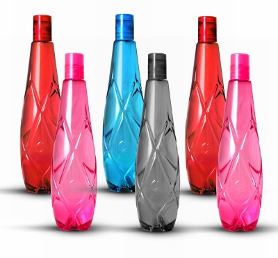 Stysol Set of 6 Multiple Color Fridge Water 1000 ml Bottle(Pack of 6, Black, Blue, Red, Pink, Plastic)