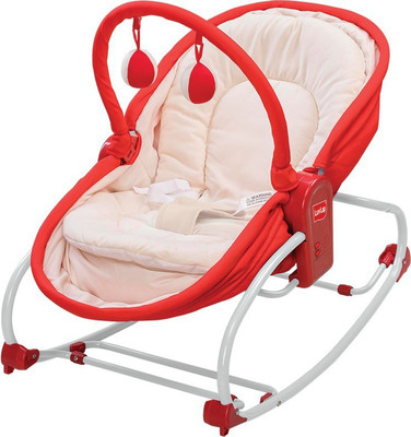 LuvLap 3 in 1 Baby Rocker Napper & Chair, with Musical Vibrations with Mosquito net Rocker(Red)