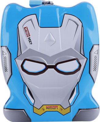 SKI Avengers Iron Man Print Metal Coin Bank Box ,Piggy Bank ,Money Saving Box for Kids with Lock and 2 Keys Best Money Save toy for kids Coin Bank(Blue)