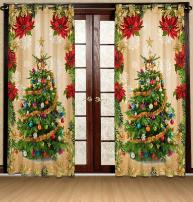 Home Expert 274.32 cm (9 ft) Polyester Blackout Long Door Curtain (Pack Of 2)(Printed, Beige)