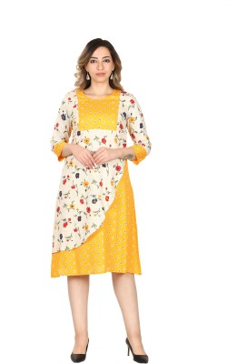 FLAMBOYANT Women A-line Yellow Dress