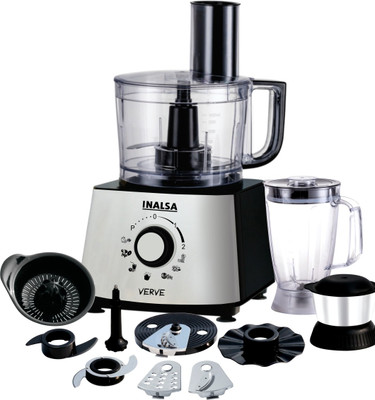 Inalsa Verve 800W Food Processor with 100% Pure Copper Motor| 2 Multipurpose Jars & 11 Accessories 800 W Food Processor
