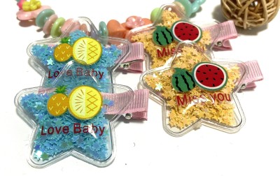 Pink Olive Hair Accessories Star shape - Pack of 4 (Blue & Yellow-1 pair each) Hairclip Hair Clip(Blue, Yellow)