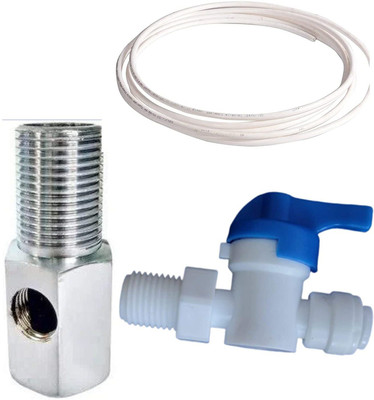 IKIS RO Steel Inlet Ball Valve Set of ¼ Inch with Plastic Connector for Connection with Raw Water Tap Suitable for All Types of RO UV UF Water Purifiers Ball Valves