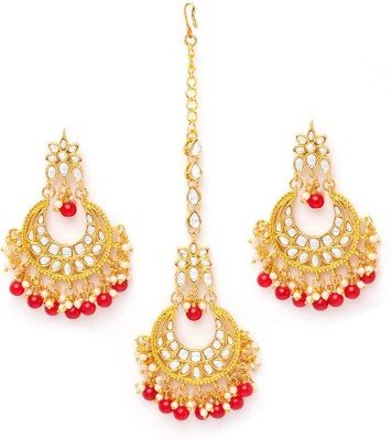 Shining Diva Alloy Gold-plated Red Jewellery Set(Pack of 1)