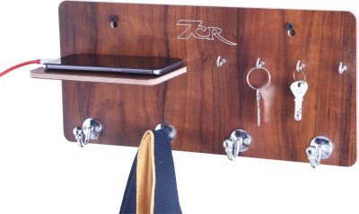 7CR Wood Key Holder(8 Hooks, Brown)