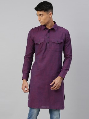 Kryptic Men Solid Straight Kurta(Red)