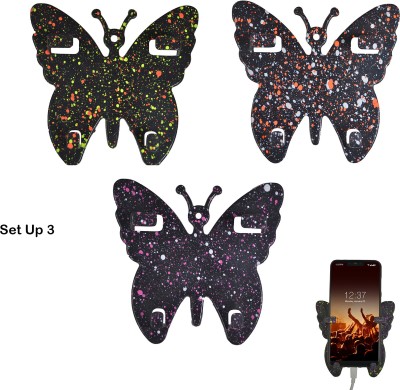 M/S DSNS Wall Mounted Butterfly Mobile Stand Mobile wall stand for charging, Plastic Wall Mount Charging Stand Mobile Holder (Pack OF 3) Mobile Holder