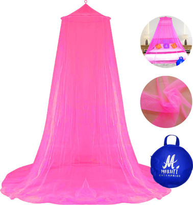 Maruti Enterprise Polyester Adults Washable Polyester Adults Mosquito Ceiling Net Ft Mosquito Net (Round) Mosquito Net(Pink, Ceiling Hung)