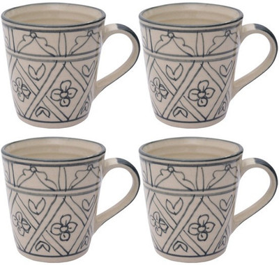 Goodhomes Designer Stoneware Tea Cups/Coffees (Set of 4 pcs) DDSWMM-13 Ceramic Coffee Mug(320 ml, Pack of 4)