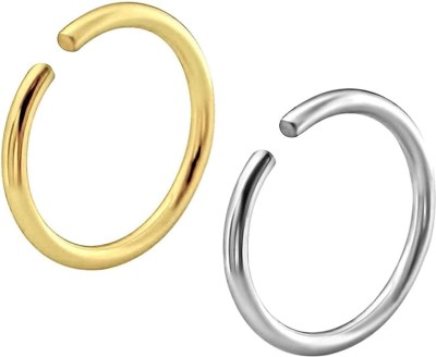 Via Mazzini Silver Plated Stainless Steel Nose Ring Set(Pack of 2)