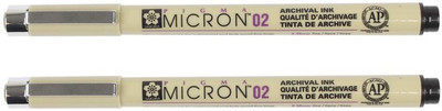 SAKURA Micron Fineliner Pen(Pack of 2, Ink Color - Black)