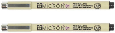 SAKURA Micron Fineliner Pen(Pack of 2, Ink Color - Black)