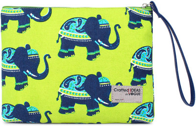 SPICE ART Parrot Green Canvas Cosmetic Bag