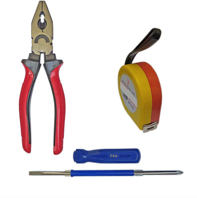 Inditrust Hand tool kit Plier Measuring Tape and 2in1 Screwdriver (Pack of 3 tools) Hand Tool Kit(3 Tools)
