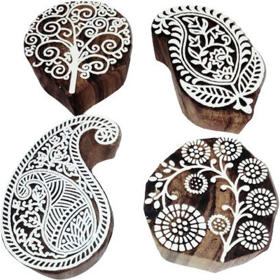 P S WOODEN BLOCKS STAMPS WOODEN NO-117 Printing Blocks(Pack of 4)