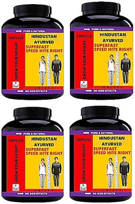 Hindustan Ayurved Superfast Speed Hite Right for Max Height I Growth Height 120 Capsules ( Pack - 4) Nutrition Bars(120 No, Plane)