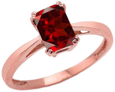 KUNDLI GEMS Gomed Ring Natural Precious Stone Garnet Certified and Astrological Purpose for unisex Stone Garnet Gold Plated Ring