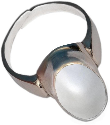Takshila Gems Natural Moonstone Ring in Silver 925 Lab Certified Adjustable Ring (6.25 Ratti / 5.62 Carat) Stone, Silver Moonstone Silver Plated Ring