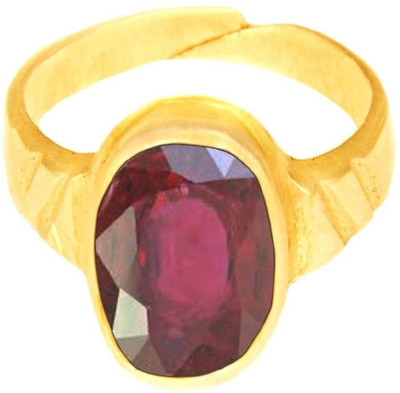 Takshila Gems Natural Ruby Stone Ring Lab Certified Adjustable Ring in Ashtadhatu (8 Metals) Manik Stone Ring (6.25 Ratti / 5.62 Carat) Stone Ruby Ring