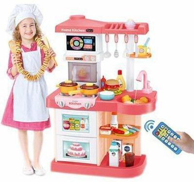 Jay Shree Gopal 42 Pics Kitchen Set Toy for Girls Kids with Realistic Lights & Sounds,Simulation of Spray, Play Sink with Running Water