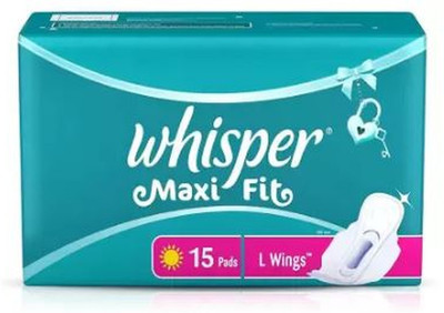 Whisper Maxi Fit L Size Wings ( 15 pads ) sanitary pad Sanitary Pad (Pack of 1) Sanitary Pad