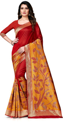 manvaa Embellished Banarasi Silk Blend Saree(Maroon)