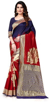 manvaa Embellished Banarasi Silk Blend Saree(Blue)