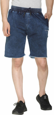 Colors & Blends Dyed/Washed Men Blue Denim Shorts