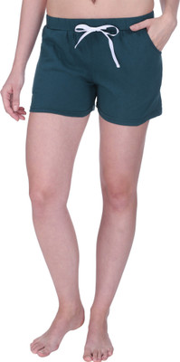 Semantic Solid Women Green Night Shorts