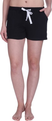 Semantic Solid Women Black Night Shorts