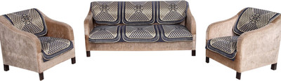Nendle Velvet Abstract 3+2 Seater Sofa Cover(Grey Pack of 6)