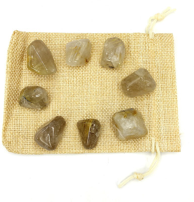Plus Value Golden Rutile Tumbled Pebbles Stones 100grams in Jute Bag Regular Asymmetrical Crystal Pebbles(Multicolor 100 g)