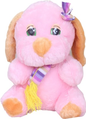 Tickles Muffler Dog Animal Soft Stuffed Plush Toy For Girls & Boys Kids Babies Birthday Gift Home Decoration  - 20 cm(Pink)