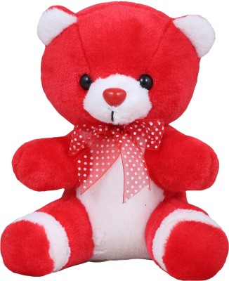 Tickles Teddy Bear With Polka Dots Ribbon Bow Soft Stuffed Plush Toy For kids Baby Girls & Boys Birthday Gifts Valentine's Day Home Decoration  - 25 cm(Red and White 1)