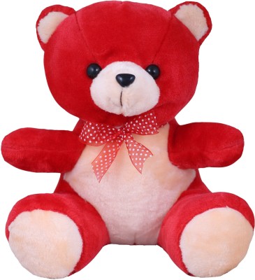 Tickles Soft Teddy Bear With Ribbon Bow Stuffed Plush Toy For kids Baby Girls & Boys Birthday Gifts Valentine's Day Home Decoration  - 30 cm(Red and Cream)
