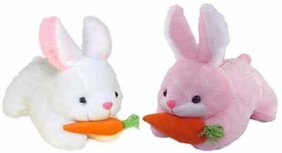 Tickles Rabbit With Carrot Soft Stuffed Plush Toy For Kids Girls & Boys Birthday Gifts Home Decoration  - 30 cm(white,pink)