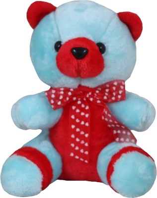 Tickles Teddy Bear With Heart Ribbon Bow Soft Stuffed Plush Toy For kids Baby Girls & Boys Birthday Gifts Valentine's Day Home Decoration  - 25 cm(Red and Blue)