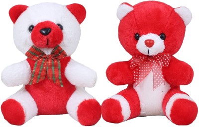 Tickles Teddy with Ribbon Bow Soft Stuffed Plush Toy for Kids Baby Girls & Boys Birthday Gifts Valentine's Day Home Decoration  - 25 cm(Red & White 3)