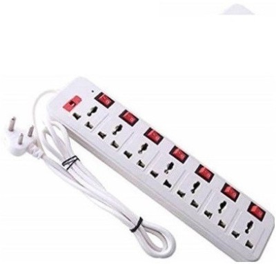 Leavess yu-7+7-shyam 7  Socket Extension Boards(White, Red, 3 m)