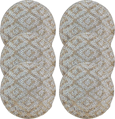 pepme Round Pack of 6 Table Placemat(Beige, Silver, Jute)