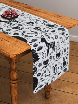 Flipkart SmartBuy Black, White 152 cm Table Runner(Cotton)